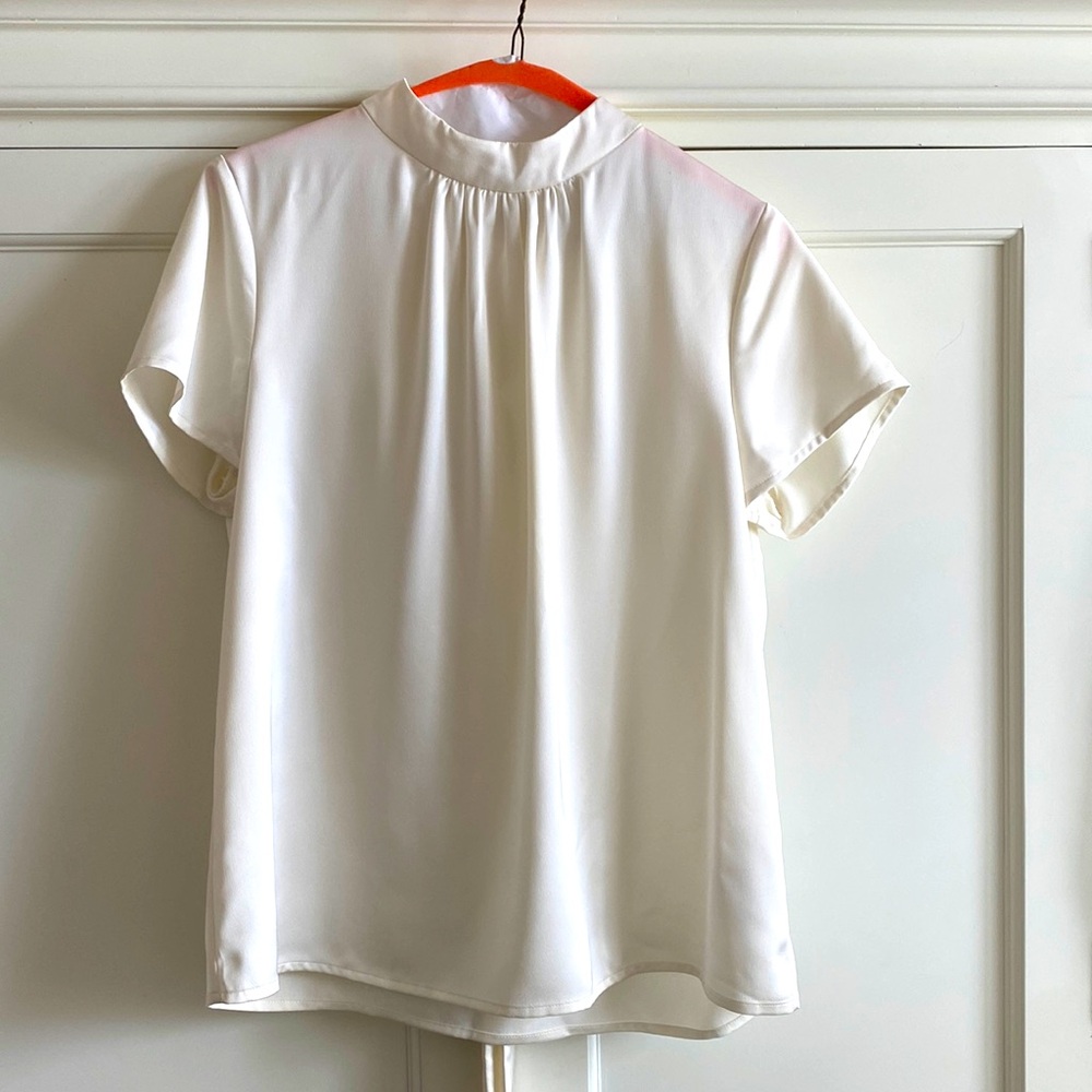 J. Crew Bow back silk top in cream